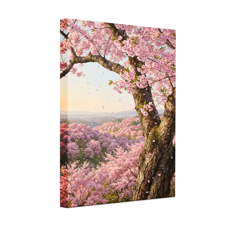 Plants & Flowers Cherry Blossom Tree Spring Landscape View, 18" H x 12" W