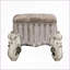 Tabouret de coiffeuse, capitonné avec garniture cloutée, finition blanc os | Ivoire | Tissu-1226749013