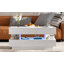 Table basse à plateau relevable avec 2 tiroirs, table basse moderne avec compartiment dissimulé adéquat, table basse à plateau relevable multifonctionnel avec finition ultrabrillante pour le salon