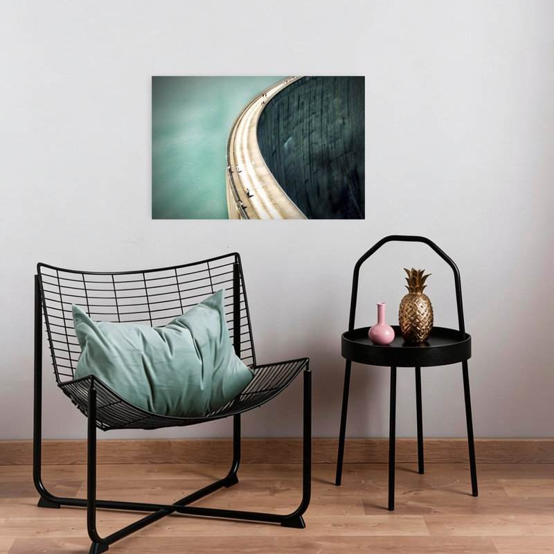 Grand Curved Dam Geometric Modern Architecture Wall Art Print 1 Piece Wrapped Canvas Wall Art, 40.64cm H x 60.96cm W