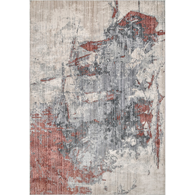 Minnesota Gray/Orange Area Rug, Rectangle 3' x 5'