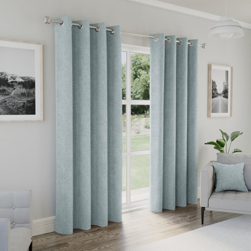Austin 100% Blackout, Thermal Blue Curtains with Eyelet Header (PAIR) - 90x90 inch (229x229cm), 168cm Width x 137cm Drop