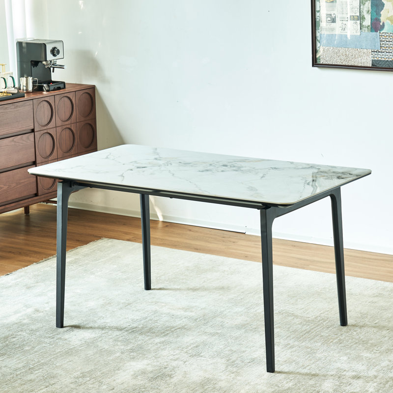 Table de luxe en pierre frittée de luxe avec pieds noirs, fabrication de savon brillant de 6 à 8 géologues