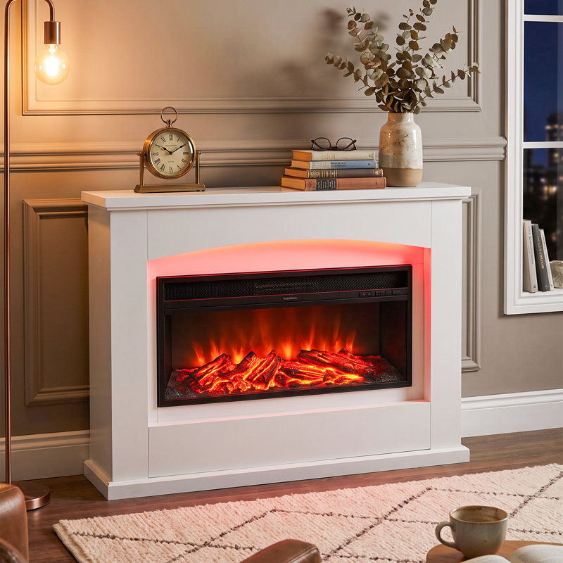 Luisa Belfry Heating 122 cm W White Electric Fireplace with 5120 BTU