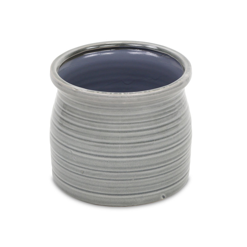 Pot à fleurs en céramique Mott, H 5,5 po x l 6,25 po x P 6,25 po, Gris