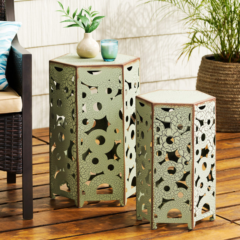 Accent Table,Set Of 2, Antique Green