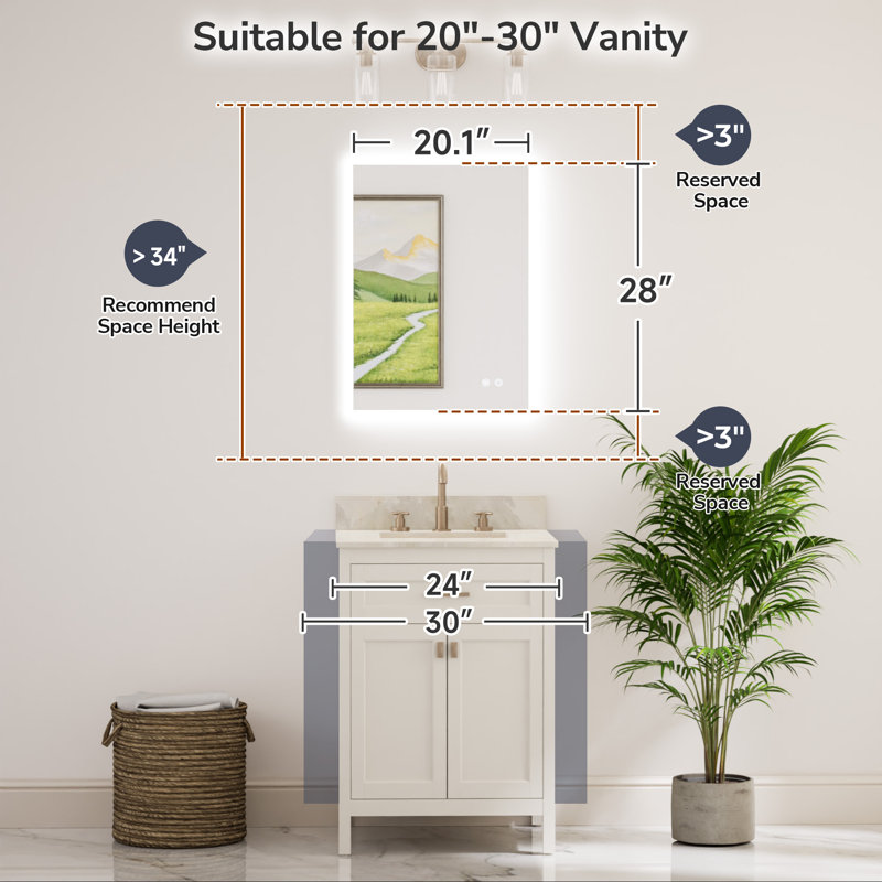 Armadale Backlit LED Bathroom Mirror, 20" x 28"