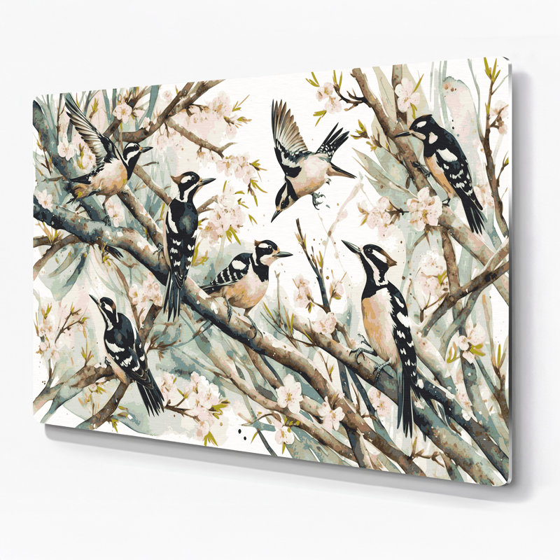 Birds Downy Woodpecker, 8" H x 10" W