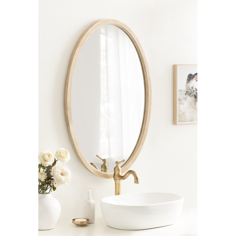 Brianna Wood Flat Mirror, 36" x 24", Natural Wood
