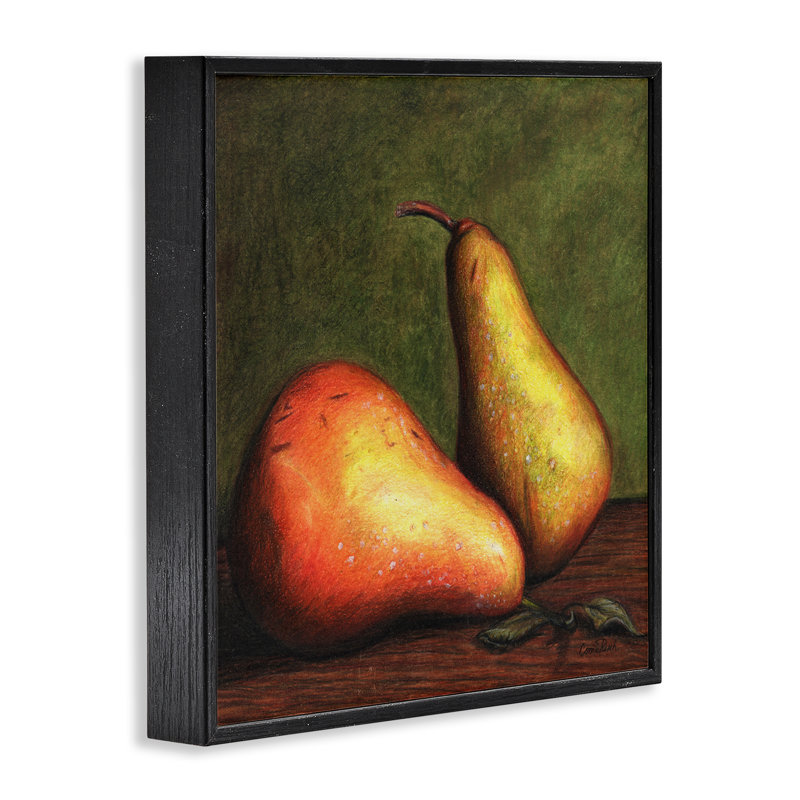 «Pears Still Life», estampe numérique encadrée par Connie Resch, Giclée encadrée noir minuit, H 17 po x l 17 po