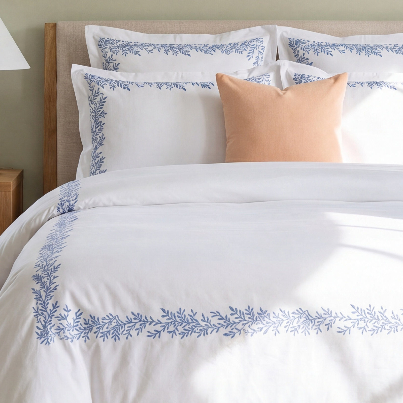 Benna Cotton Duvet Cover Set, Queen Duvet Cover + 4 Additional Pieces, Blue