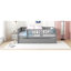 Lit de jour pleine grandeur en bois avec lit gigogne et garde-corps gris-338095464-338095509