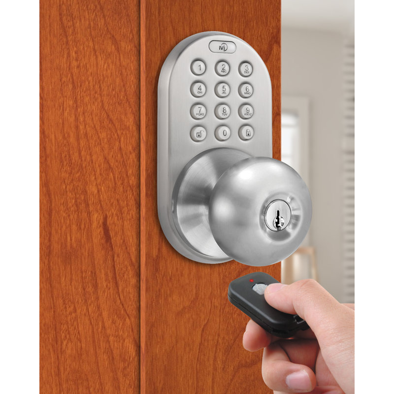 Bouton de porte électronique avec télécommande, Nickel satiné