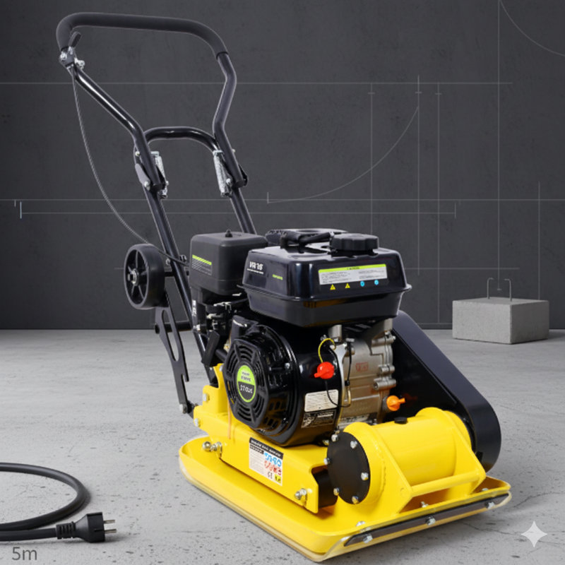 7.0HP Gas-Powered Plate Compactor with 5500 Vibrations Per Minute, 20x14 Inch Compaction Plate, Integrated Transport Wheel, EPA Certified