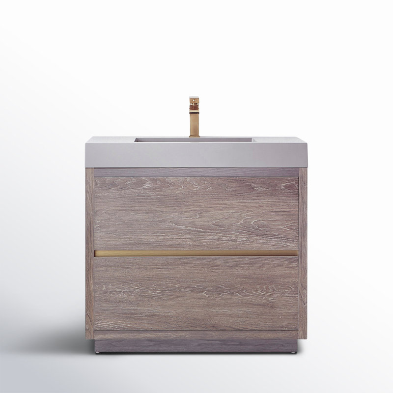 Ensemble de meuble-lavabo simple 36 po Beira, Chêne de Caroline du Nord, Blanc, 36"