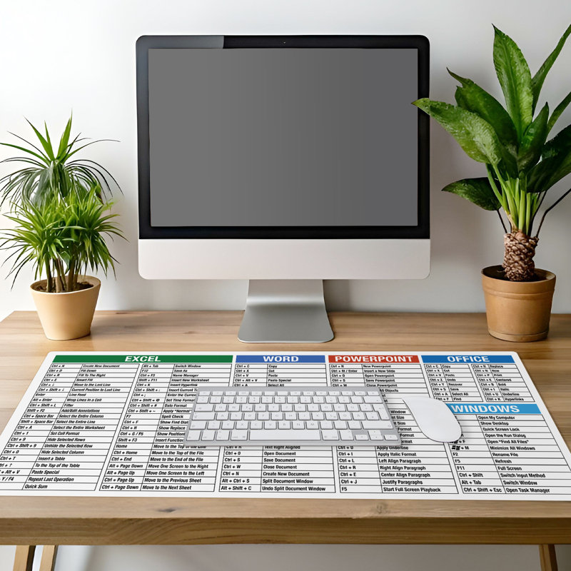 CounterArt Large Waterproof Desk Protector-Office-Windows Cheat Sheet 32” x 16”
