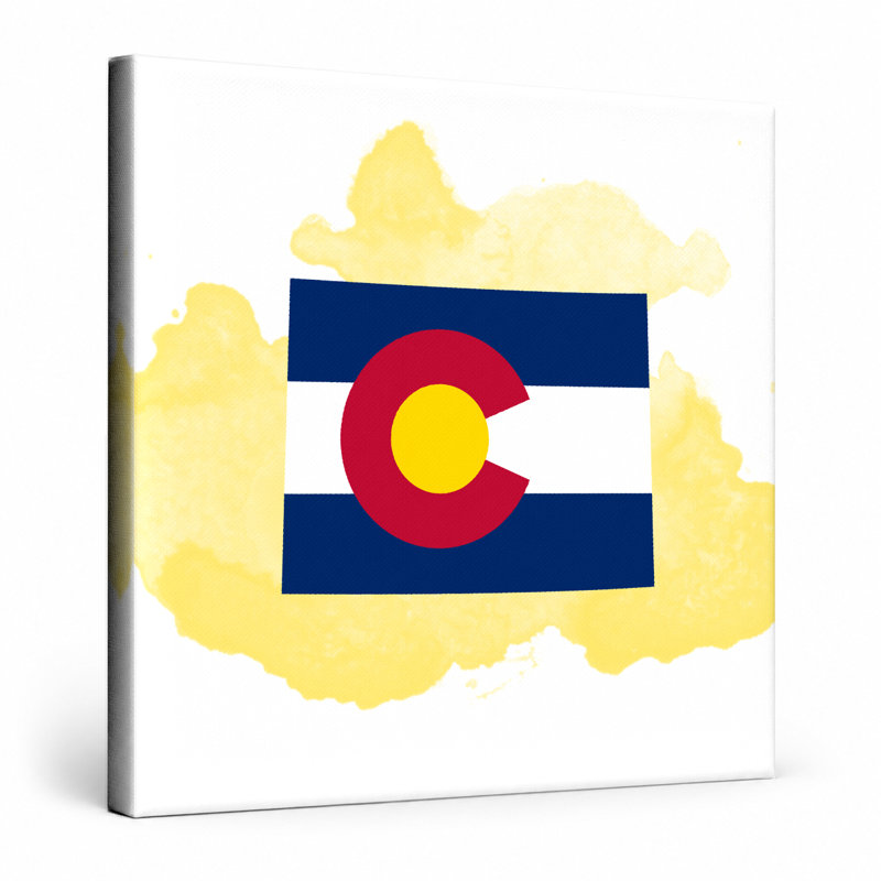 Colorado State Flag - Art mural sur toile carrée, 16" W x 16" H