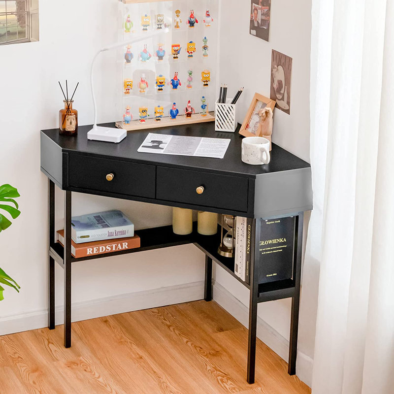 Ceti Corner Computer Desk, Black, Black