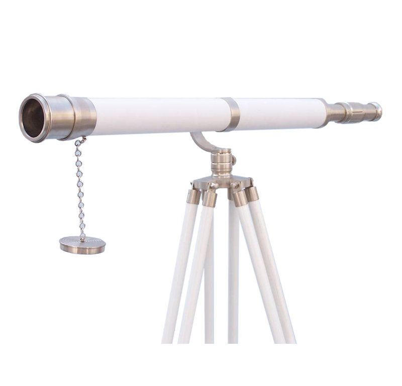 Télescope décoratif Milana, Nickel brossé / Blanc, H 65 po x l 9 po x P 6 po