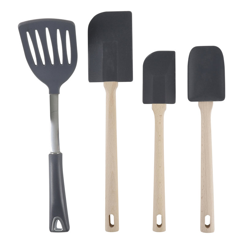 10-Piece Gray Kitchen Utensil Set with Ceramic Crock