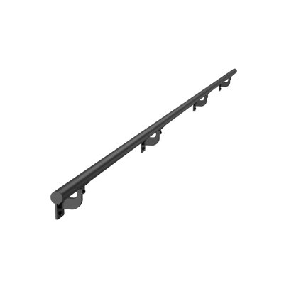Pipe Stair Handrail 120inch Aluminum 1 Piece Black Wall Mount