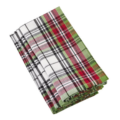 Serviettes de Noël multicolores en tissu de Noël en tissu écossais de Noël l 20 po x L 20 po, ensemble de 4