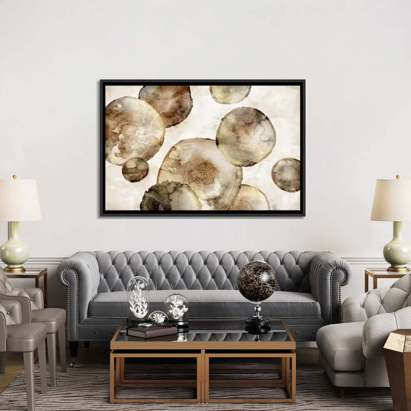 « tree rings », impression sur toile, H 18 po x l 26 po x P 1,5 po, Toile avec cadre noir, Pas de tapis