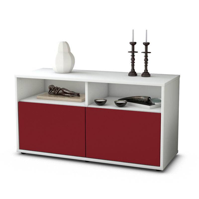 Odum 92cm W Chest of Drawers, High gloss white/Red