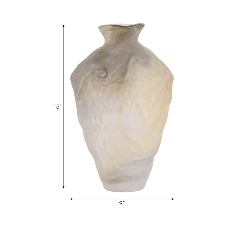 Vase en verre Contemporary, Hauteur totale - 15 po