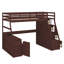 Lit mezzanine simple avec 7 tiroirs, 2 tablettes et un bureau intégré