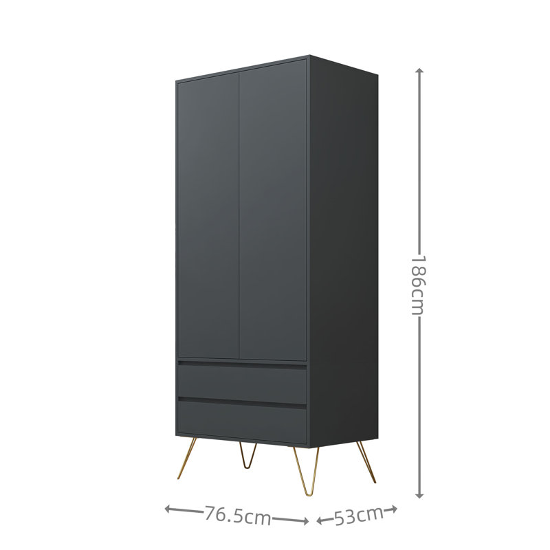 Aanika Manufactured Wood Wardrobe, Grey