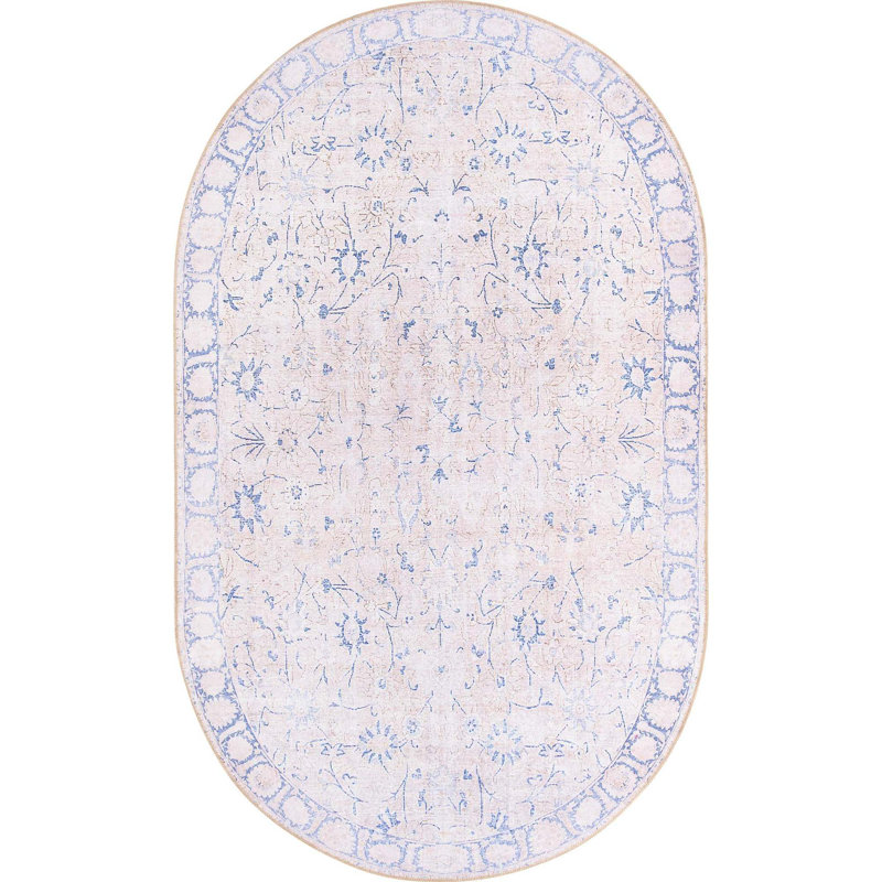 Sixtine Chenille Oriental Indoor Rug, Oval 5' x 8'