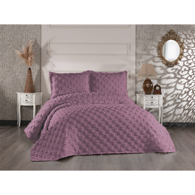 Ensemble de couvre-lit double élégant, rose cendré, 94,5 po x 102,4 po | 100% chenille, 450 g / m² | Comprend 2 taies d'oreiller (23,6 po x 31,5 po) | Lavable à la machine à 86 ° F, literie douce et luxueuse pour les chambres confortables