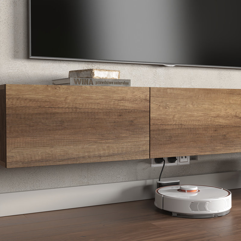 Colima Modern Floating TV Stand Up to 80" TVs Wall-Mounted Media Console with Storage Cabinet, Walnut