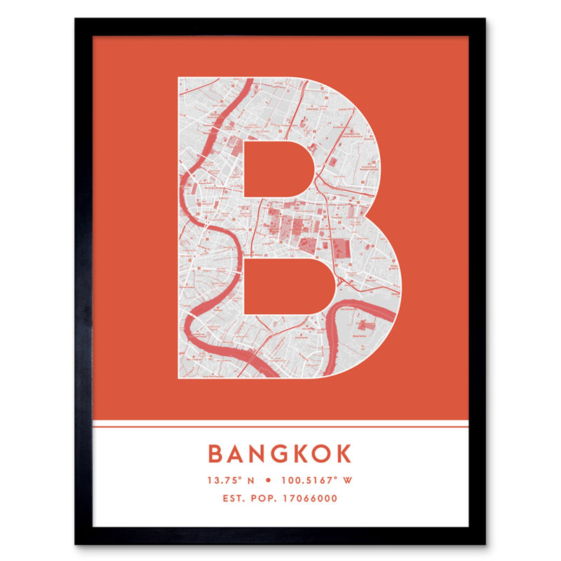 Bangkok City Map Bangkok Thailand City Map - Single Picture Frame Typography