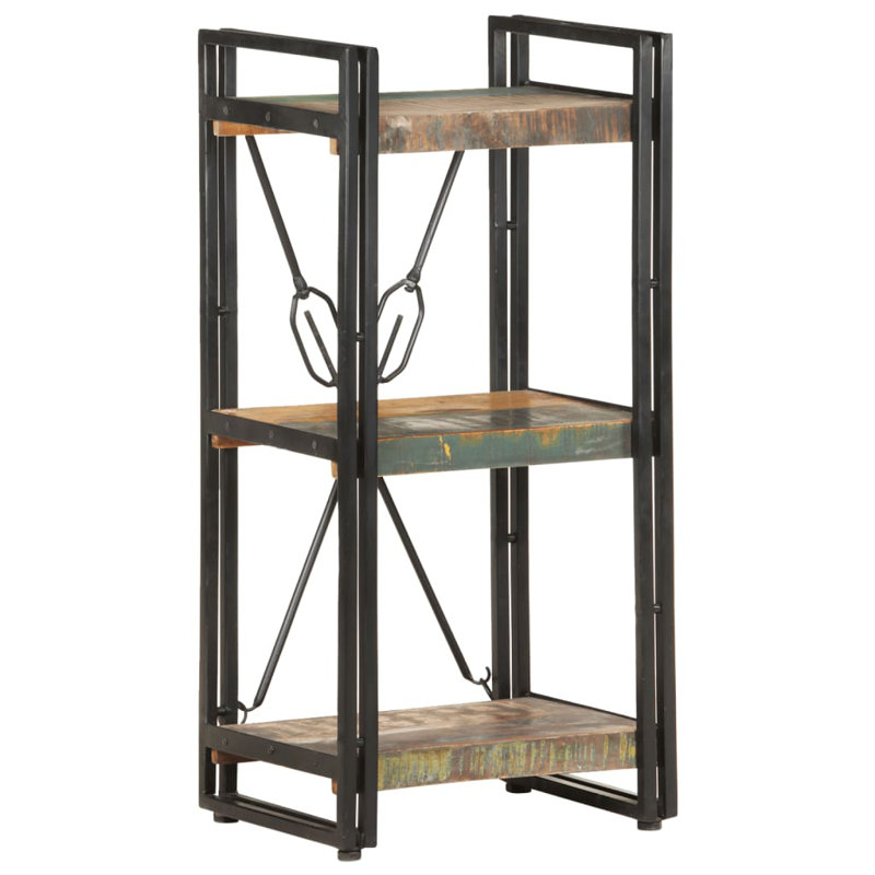 Bibliothèque en bois de manguier massif, Noir, H 31,5 po x l 15,75 po x P 11,81 po