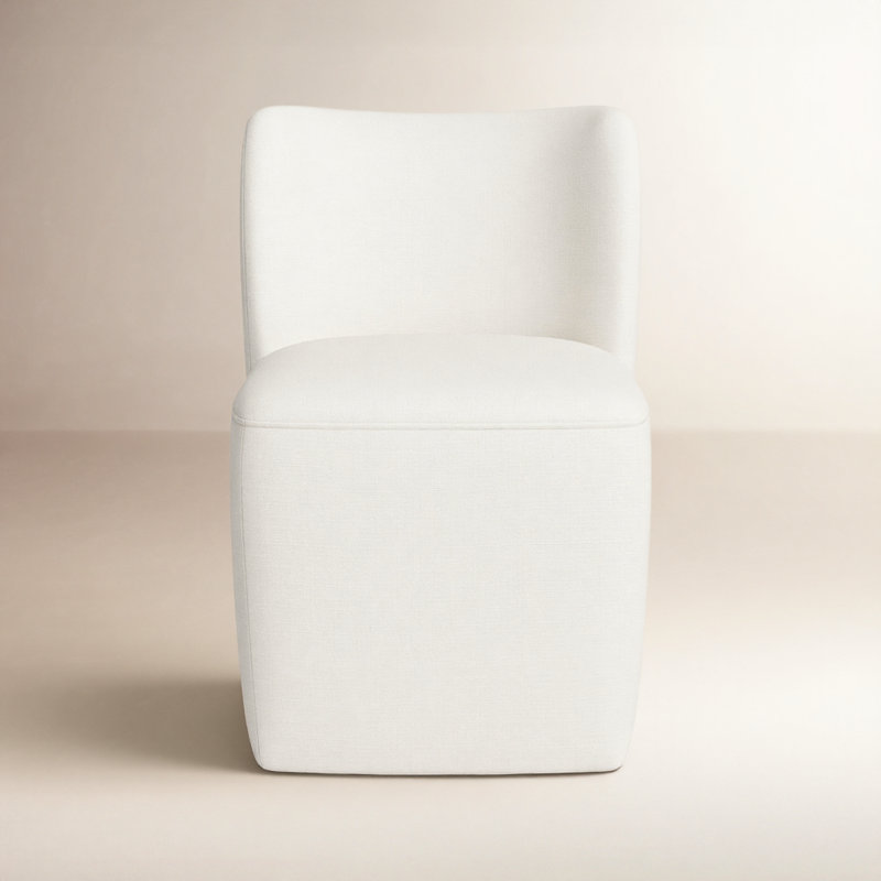 Madie Upholstered Dining Chair with Casters, Flannigan Cotton