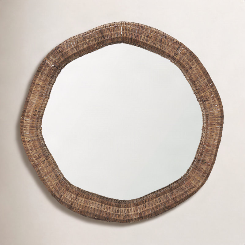 Fegan 42" Woven Water Hyacinth Mirror, 42" x 42"