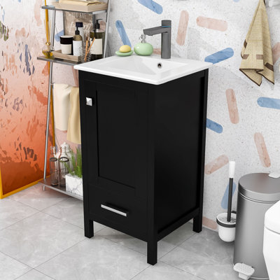 Meuble-lavabo avec lavabo en céramique, tiroir et porte