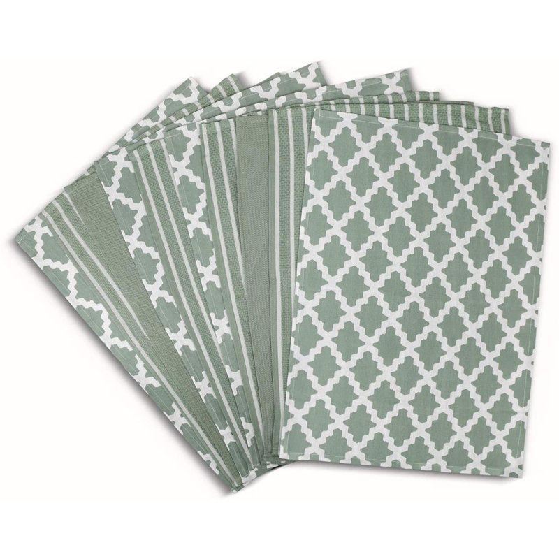 Stripe Jacquard Tea Towel Kitchen Towel, Sage