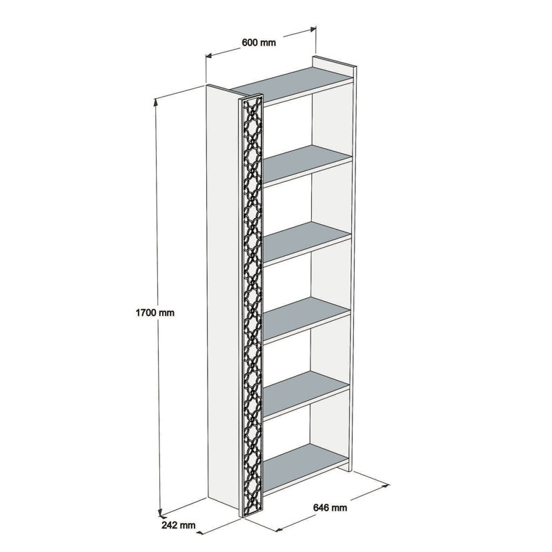 Modern Bookshelf with Geometric Design, Walnut & Yellow, 25.4 x 67.0 x 9.5 inches | 100% Melamine Coated Particle Board, Thickness: 0.7 inches | Numerous Shelves, Wall-Mountable, Stylish & Functional for Home & Office
