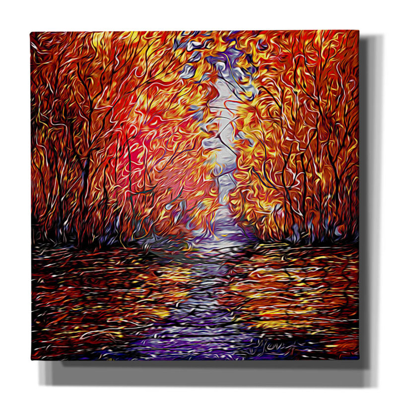 «Red Tels Reflection Abstract» par Lena Owens, art mural sur toile, H 37 po x l 37 po