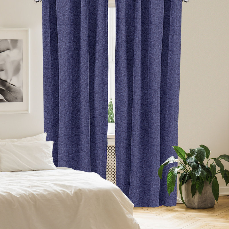 Rideaux 4 panneaux East Urban Home Indigo, motif cachemire royal, bleu indigo violet, L 56 po x L 95 po