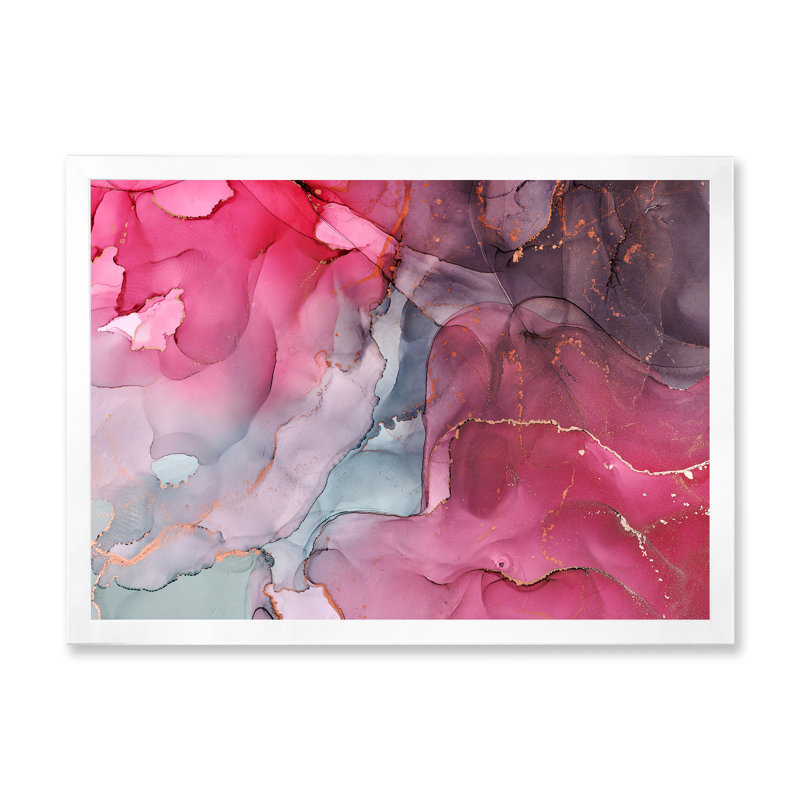 Art liquide rouge et vert - peinture sur toile, H 30 po x l 40 po, Cadre de coin blanc fermé