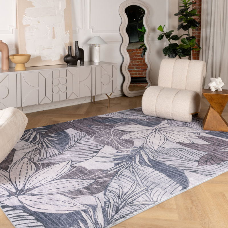 Rug Branch Natura 8' x 11' (7'7" x 10'10") Brown/Grey Botanical Leaf Indoor Area Rug, Comtemporary, Medium Pile, Stain-Resistant Carpet - Living Room, Bedroom, Dining Room, and Kitchen