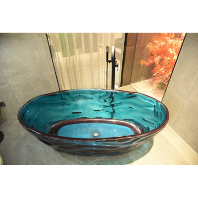 67 Inch Transparent Freestanding Resin Soaking Bathtub