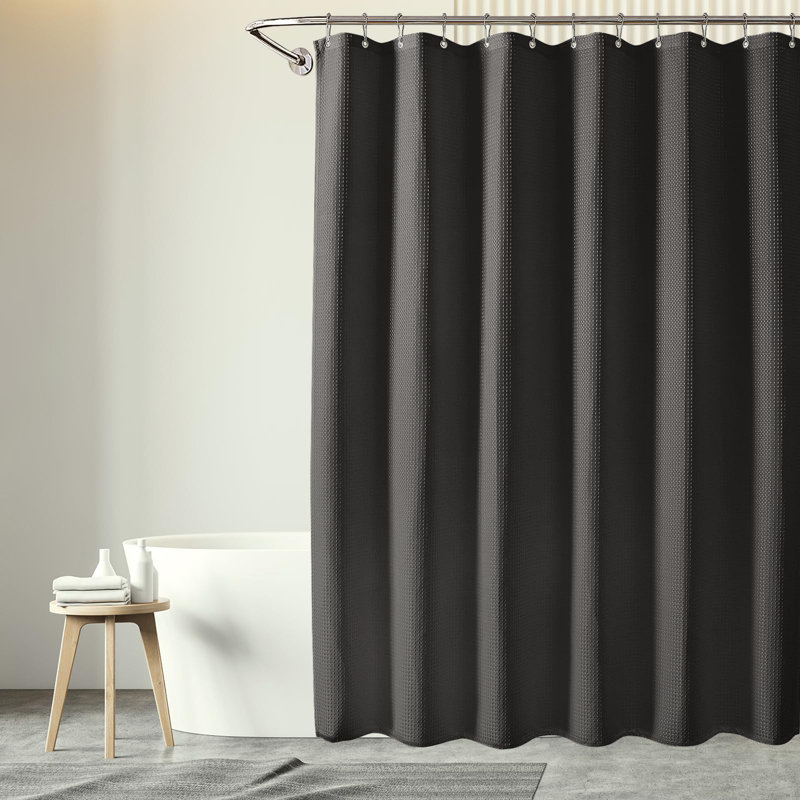 Saegan Fabric Shower Curtain, Black