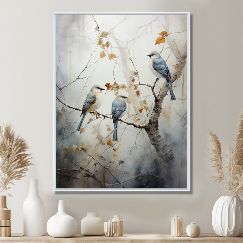 Bird Silent Watcher II - Bird Wall Art, 32" H x 24" W, Black Picture Framed