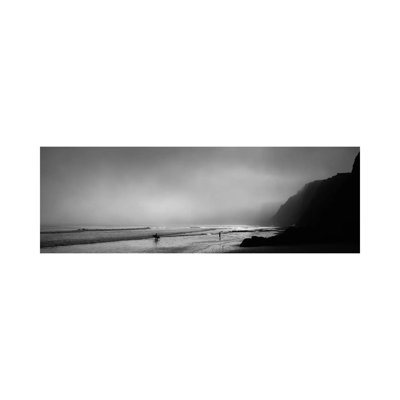 Surfers On The Beach, Point Reyes National Seashore, Marin County, California, USA - Wrapped Canvas Panoramic Print