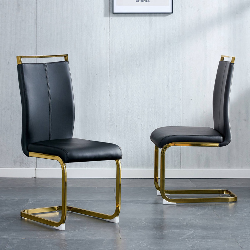 Chaise de salle à manger moderne Devlyn, 4, Noir, Gold